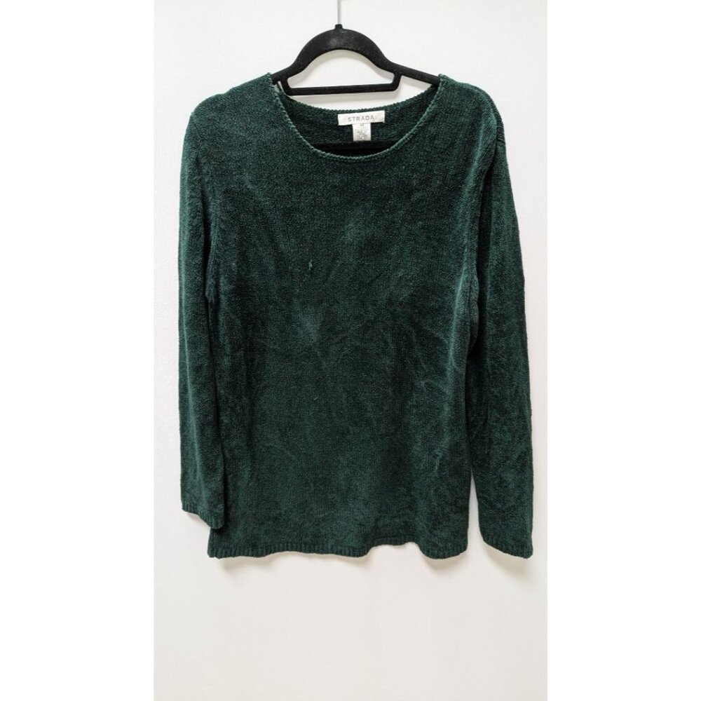 STRADA Dark Green Silk-Blend Knit Sweater